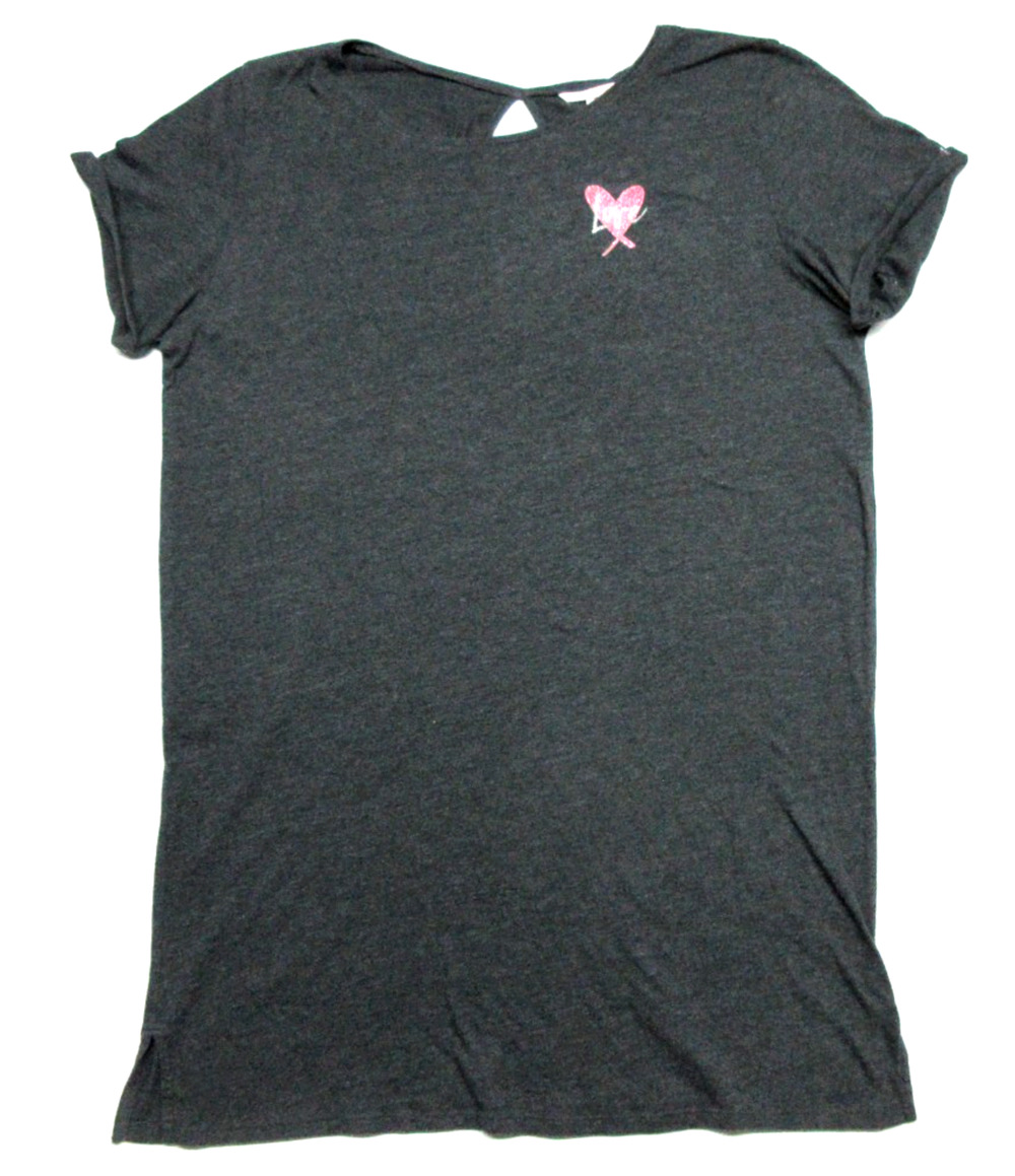 VICTORIAS SECRET Womens Medium Love Heart Keyhole Gray Lounge Sleep Shirt Tunic